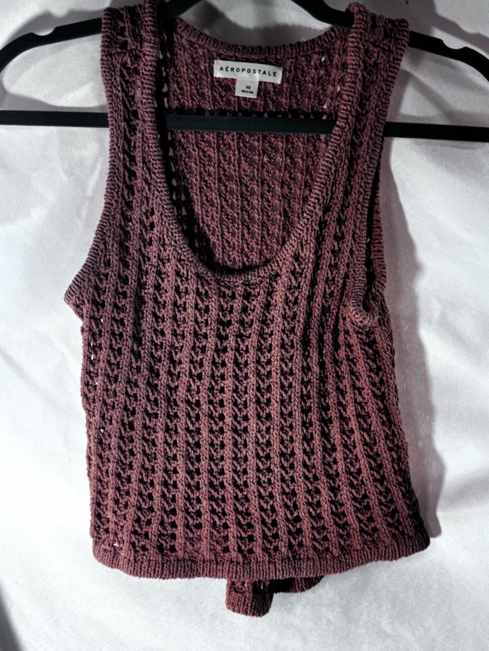 Aeropostale Openwork Knit Tank in Burgundy